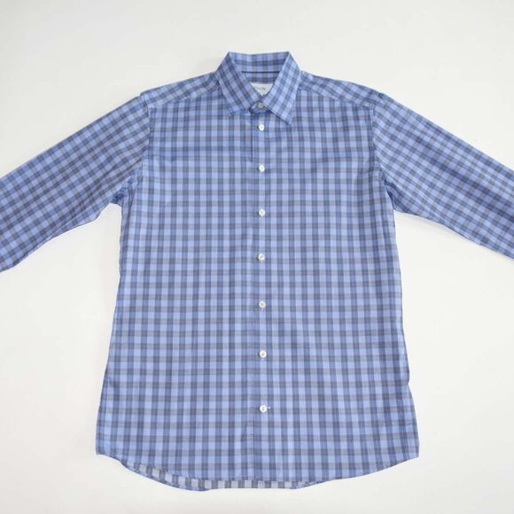 Eton Men's Slim Fit Dress Shirt 16.5 - 36 / 37 Long Sleeves Blue 100% Cotton EUC - Picture 1 of 6